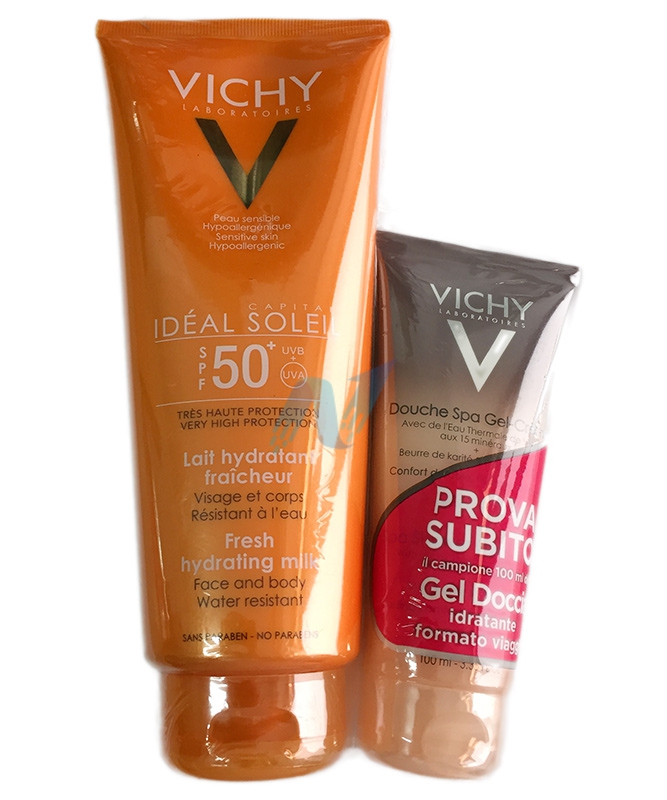 Vichy Linea Ideal Soleil SPF50+ Gel-Latte Bagnato/Asciutto +Doccia SPA Gel Crema